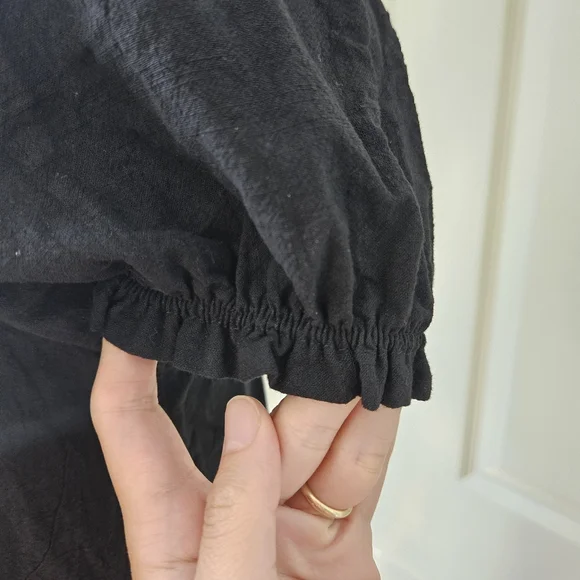 The Lullaby Club Women's Black Cotton Linen Blend Sawyer Babydoll Midi Dress XS - Picture 6 of 12